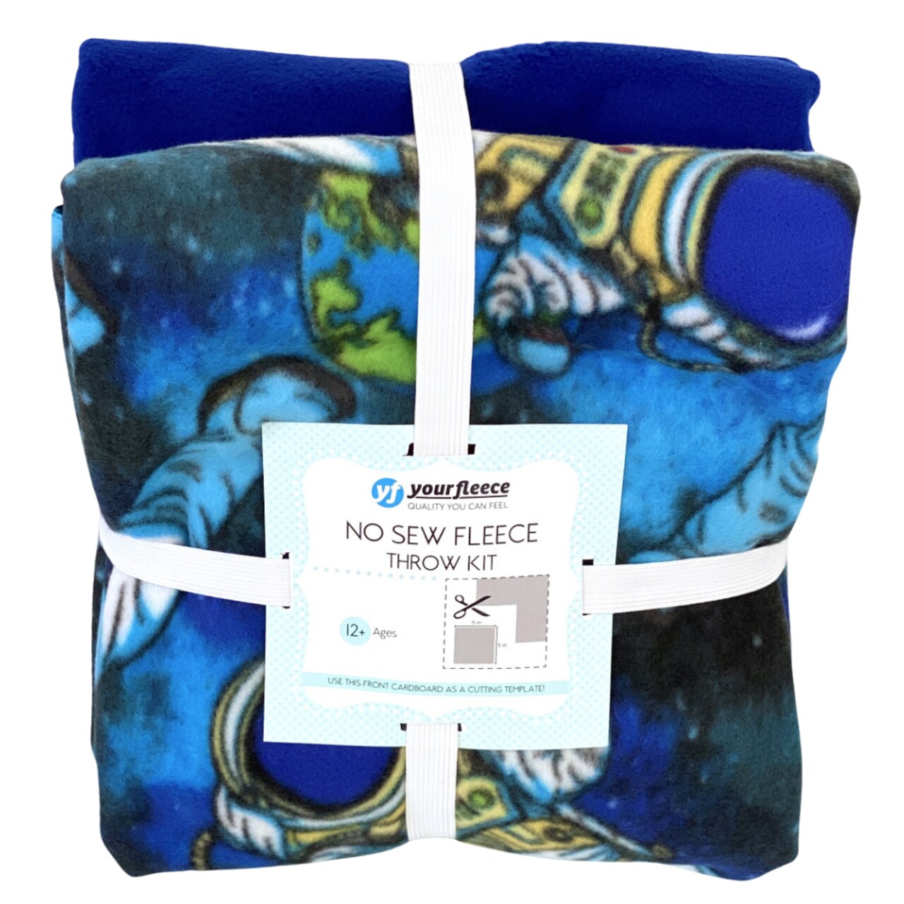 Astronauts in OuterSpace Anti-Pill Premium No Sew Throw Fleece Fabric Kit (50x60)